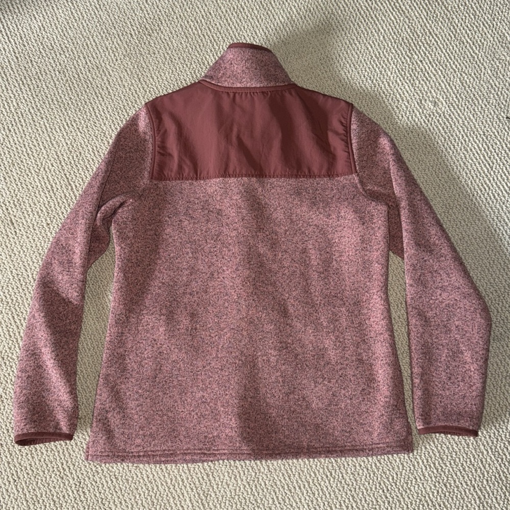 L.L. Bean Sweater Fleece Zip Up Jacket Size Medium Raspberry Heather - Picture 6 of 6